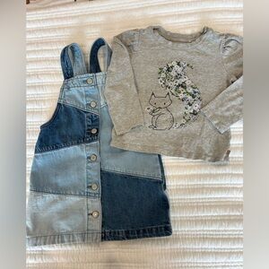 BabyGap Denim Patchwork Overall Jumper and Graphic Top Size 3